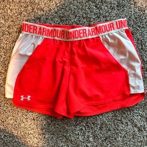 Under Armour bright orange fluorescent shorts with pockets size medium